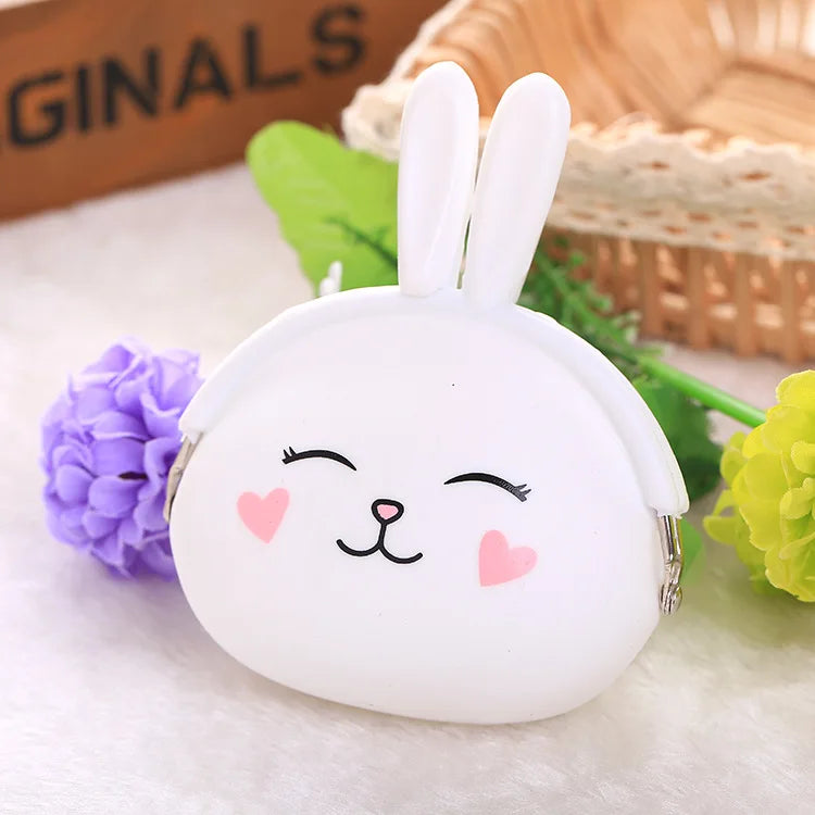 Girls Mini Silicone Animal Coin Purse – Kids Key Wallet Silicone Coin Purse Richie's white rabbit
