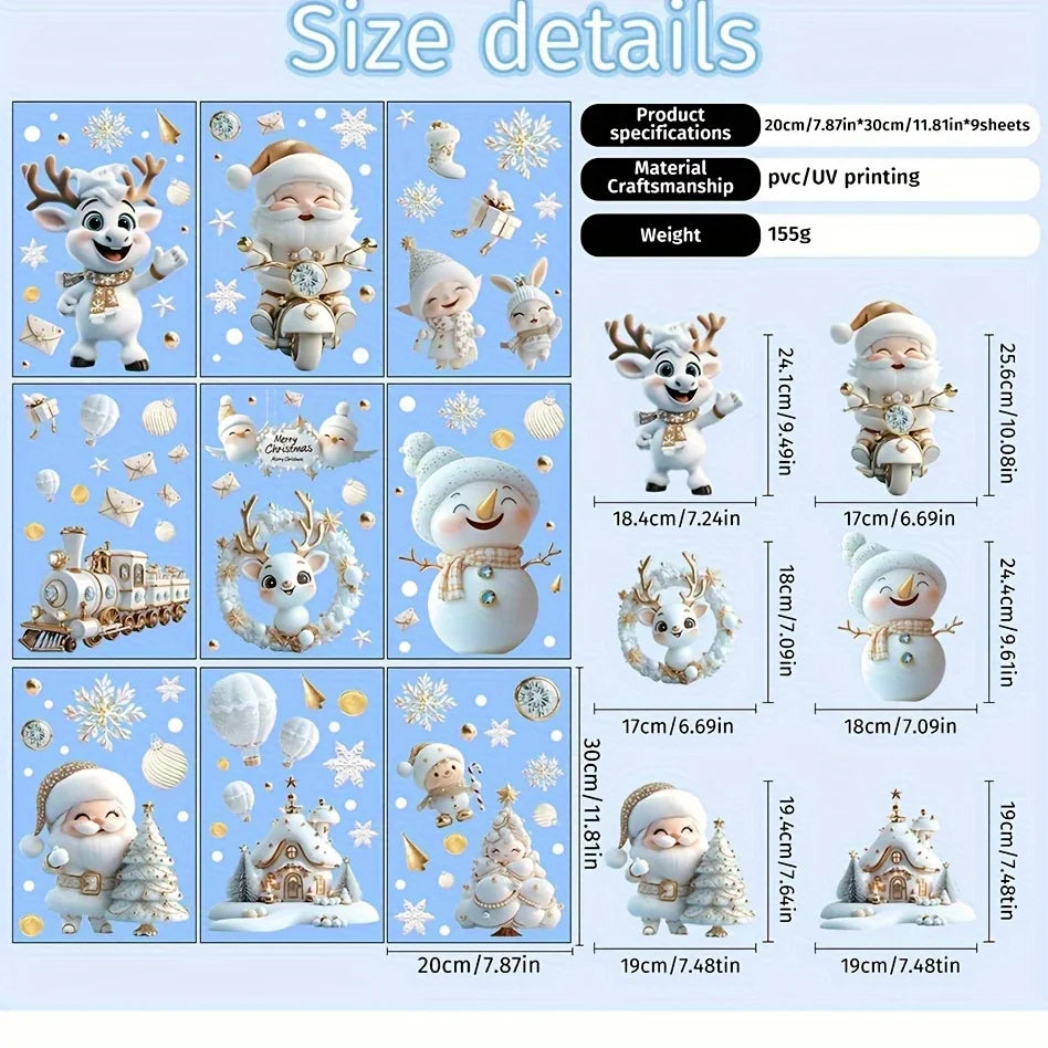 9-Sheet Reusable Christmas Window Clings – Static Cling PVC Decals Christmas Window Clings Richie's 9 sheets