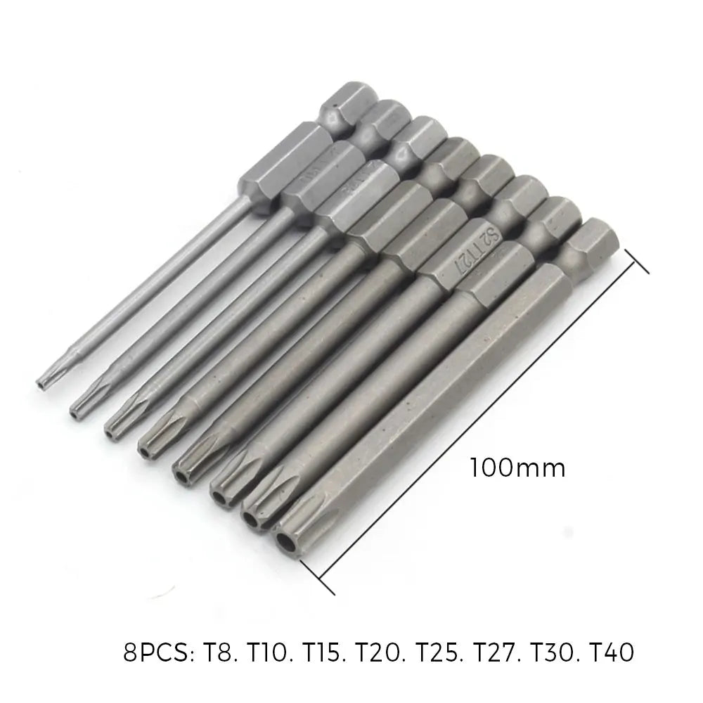 Torx Tamper-Proof Magnetic Bit Set 8/11 Pc 1/4" Hex | Binoax Screwdriver Bit Set Richie's 8Pcs 100mm