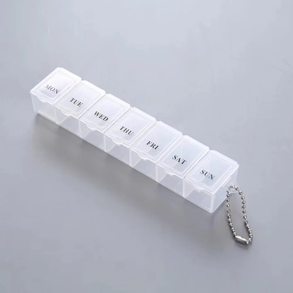 7-Day Weekly Pill Organizer – Mini Portable Pill Box Case Weekly Pill Organizer Richie's White