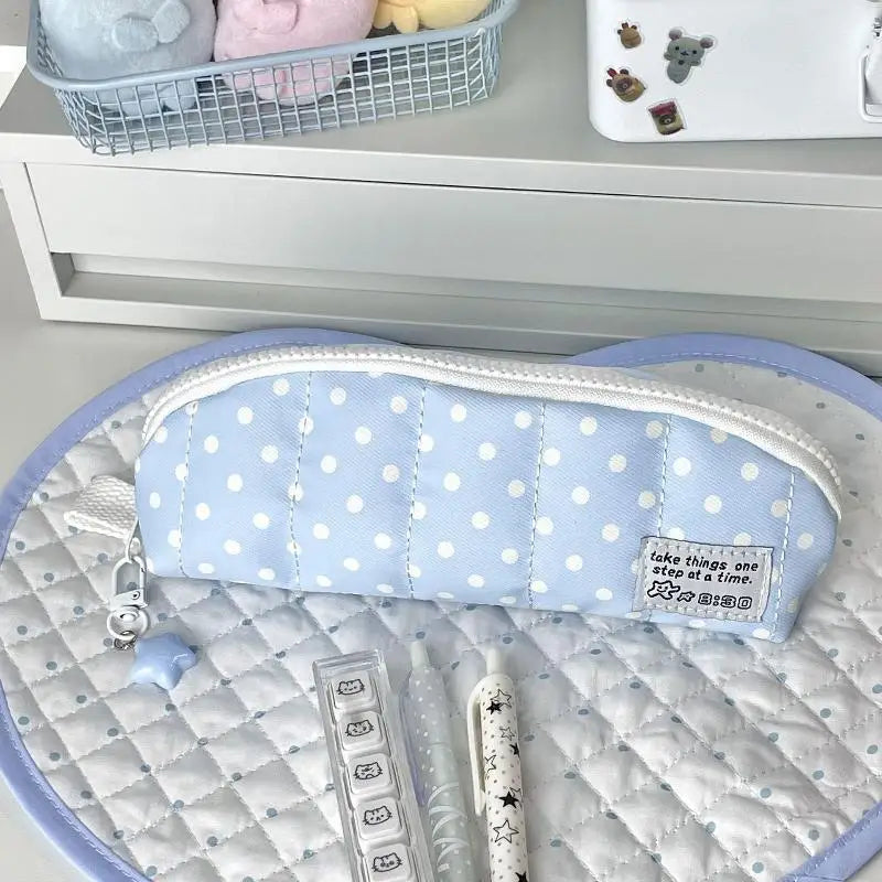 Aesthetic Polka Dot Pencil Case – Korean Style Stationery Pouch Pencil Case Pouch Richie's A9