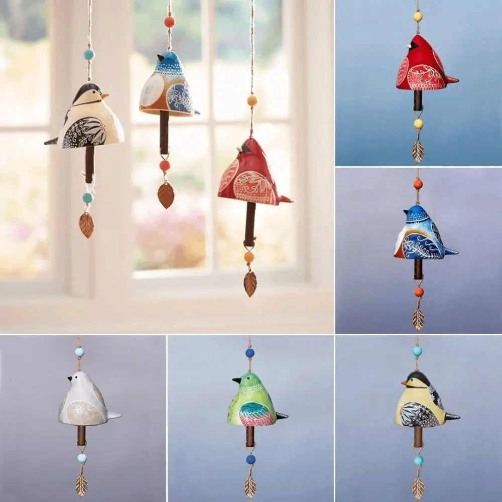 Resin Bird Wind Chime Hand Painted Outdoor Hanging Ornament Wind Chime Richie's
