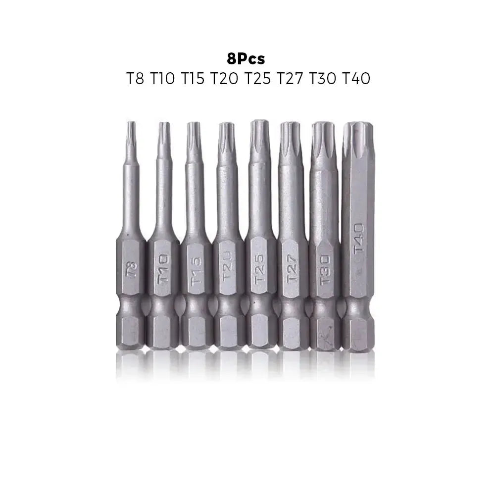 Torx Tamper-Proof Magnetic Bit Set 8/11 Pc 1/4" Hex | Binoax Screwdriver Bit Set Richie's 8Pcs 50mm