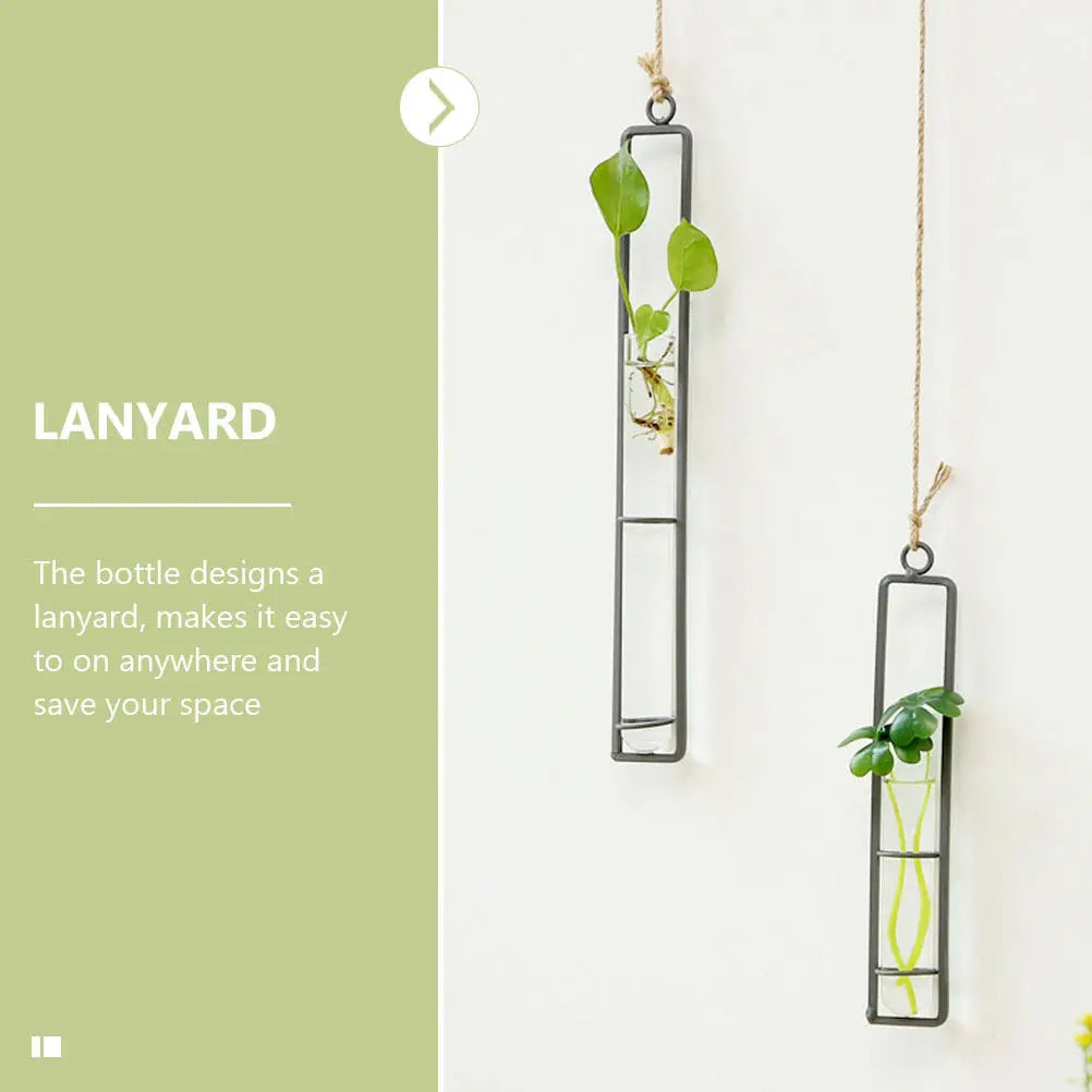 Wall Hanging Hydroponic Glass Tube Planter Set with Iron Rack Wall Planter Set Richie's