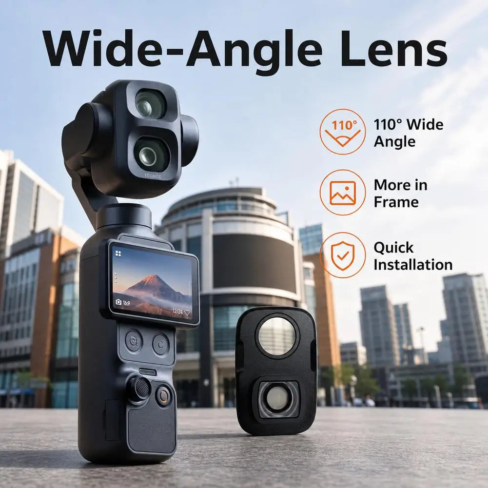 DJI Osmo Pocket 4 Pro 110° Wide Angle Lens – Optical Glass Camera Lens Attachment Richie's