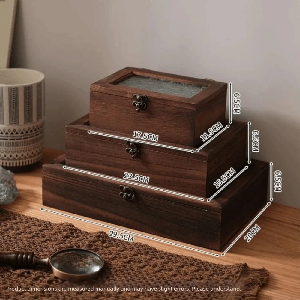 Retro Wooden Flip Cover Desktop Jewelry & Storage Box Wooden Storage Box Richie's
