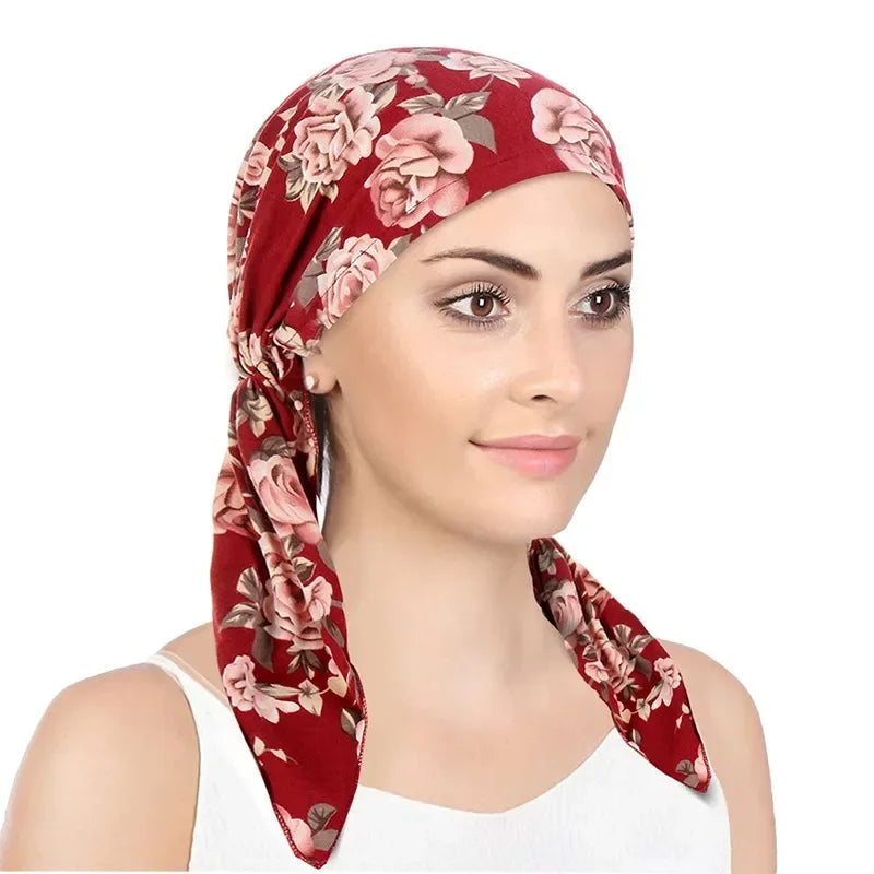 Women's Printed Turban Hat Pre-Tied Head Scarf Cotton Hijab Turban Head Scarf Richie's 01