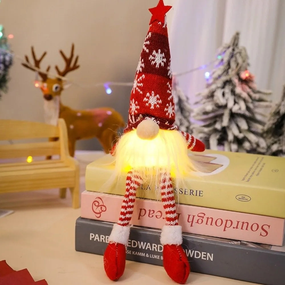 Christmas Gnome Decoration Doll – Glowing Holiday Cloth Figure Christmas Gnome Decoration Richie's Long Red