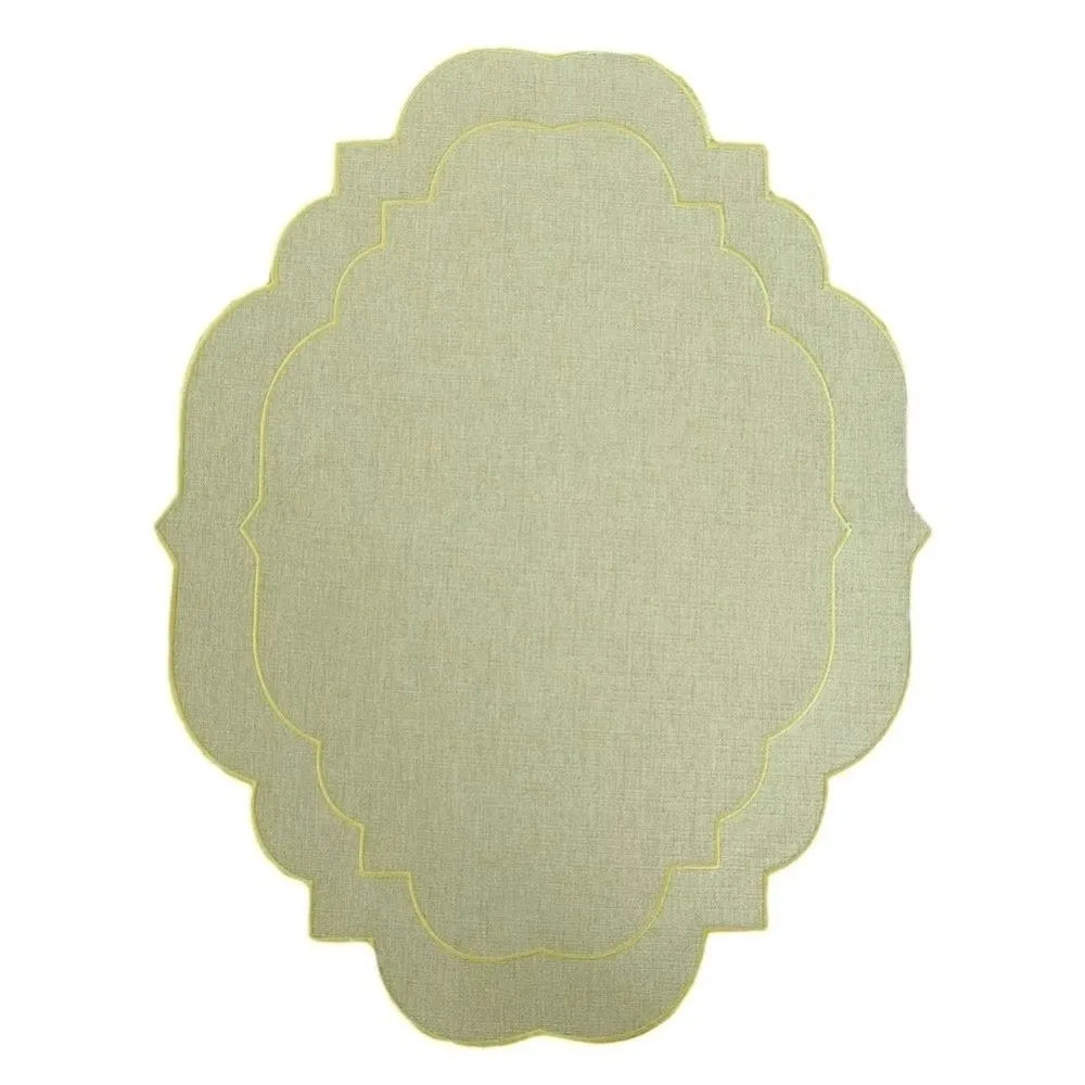 Cotton Linen Embroidered Placemats 45×35cm Anti-Slip Dining Linen Placemats Richie's Green L