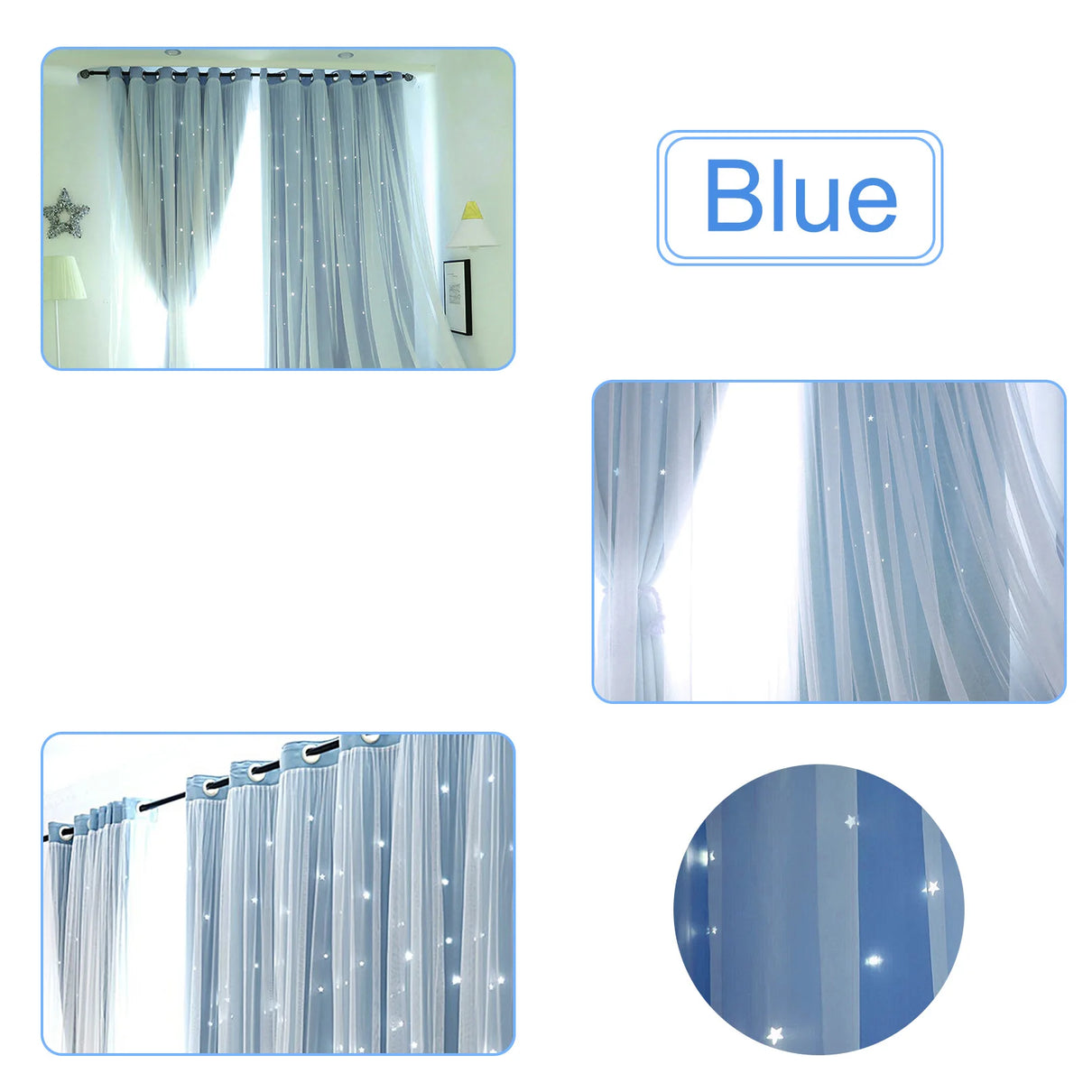 Tulle Blackout Curtains Double Layer Star Modern – 1 Panel Blackout Curtain Panel Richie's