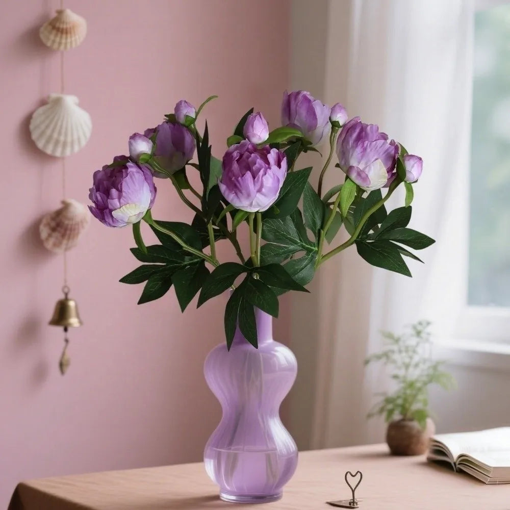 Silk Peony Bouquet 2-Head European Style – 6 Colors, 45cm Artificial Flower Bouquet Richie's