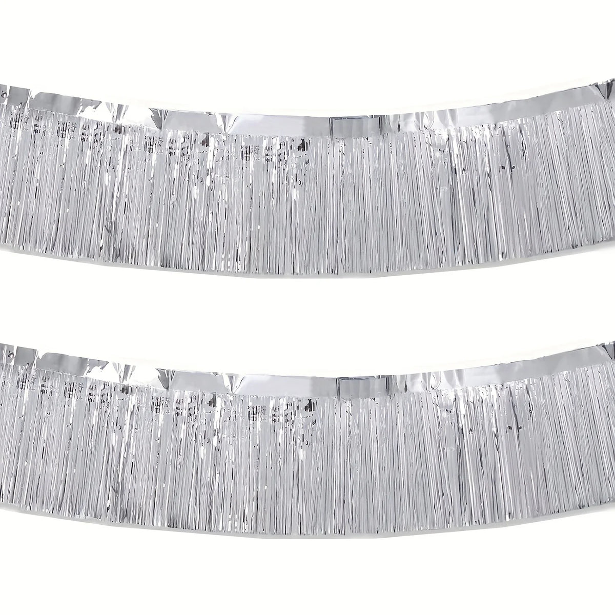 2Pcs 3m Metallic Foil Fringe Curtain Party Table Skirt Decor Party Fringe Curtain Richie's Silver 2pcs