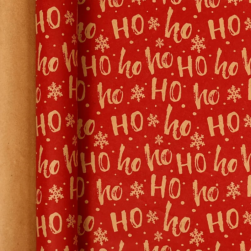 Christmas Kraft Wrapping Paper Roll – Vintage HoHoHo Design Gift Wrapping Paper Richie's
