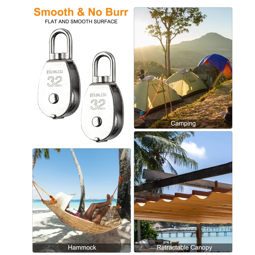 10Pcs M32 304 Stainless Steel Swivel Pulley Block 360° Ring Swivel Pulley Block Richie's