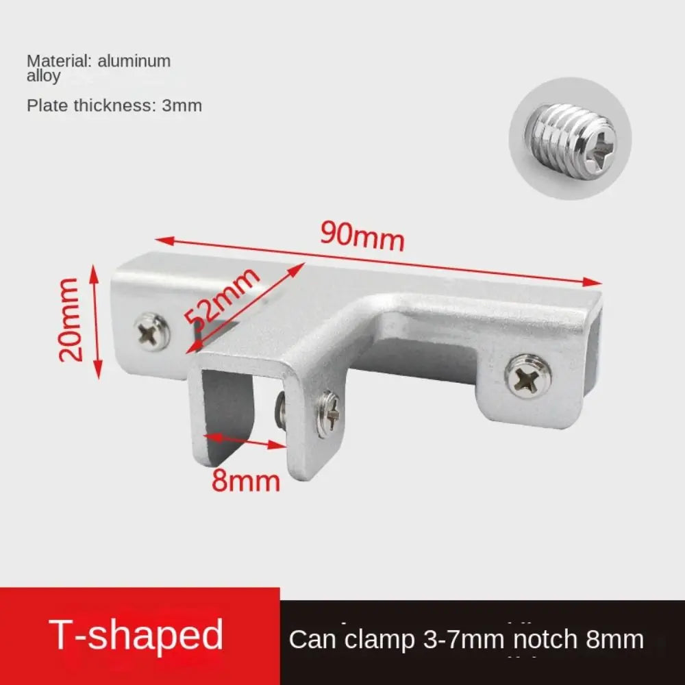 Aluminum Alloy Angle Corner Bracket L T Cross Glass Clip Corner Bracket Richie's -3-7mm-Aluminium-T