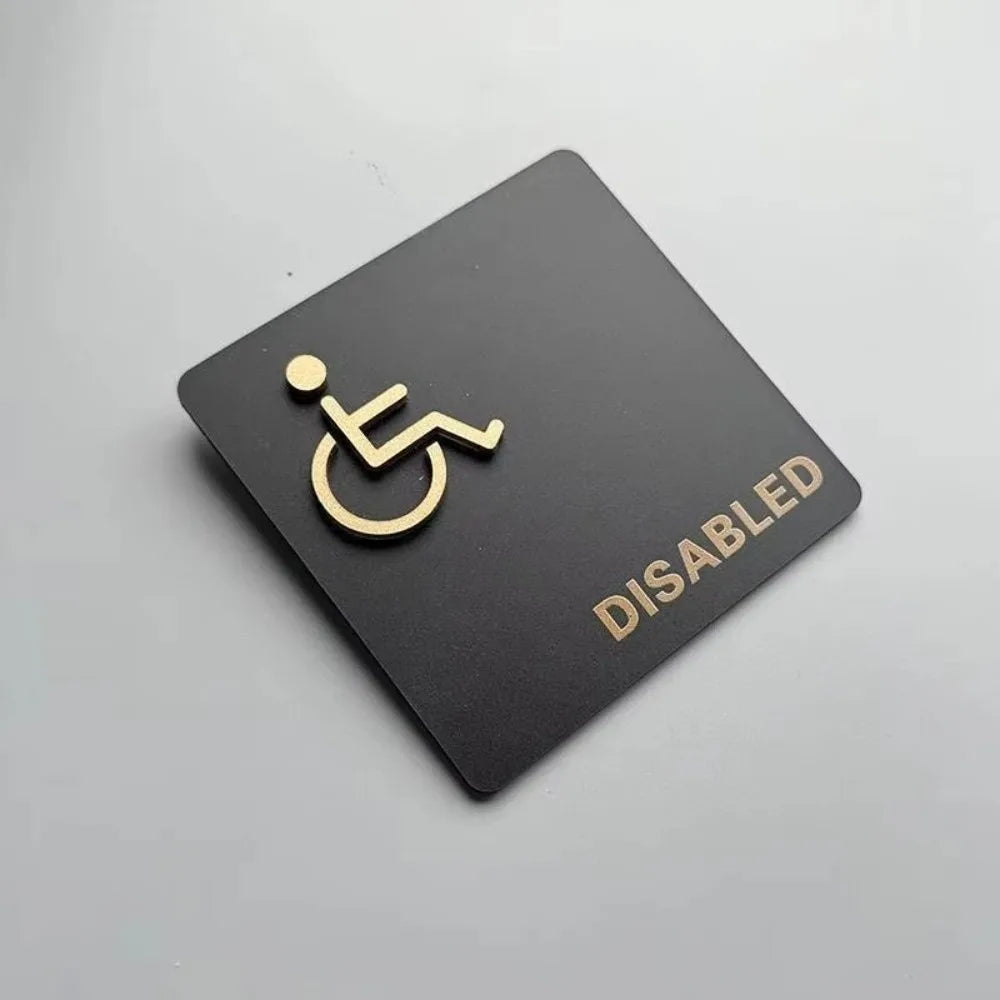Acrylic Bathroom Door Sign 15x15cm Self-Adhesive Men Women Acrylic Door Sign Richie's DISABLED