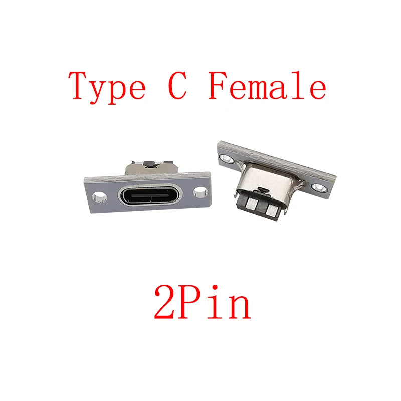 USB-C Female Soldering Connector 2/4/6 Pin with Fixing Plate USB-C Connector Richie's 2Pin White 10Pcs Type C Female