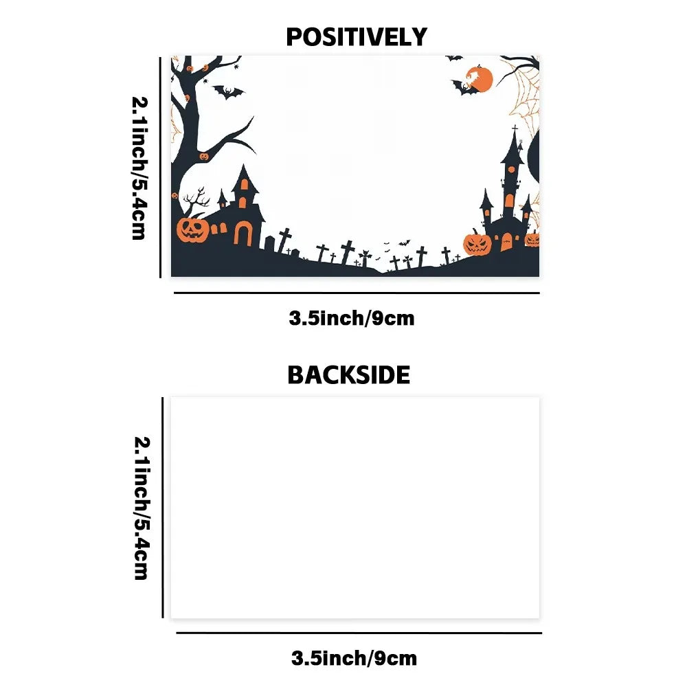 50pcs Halloween Blank Message Cards – Pumpkin & Castle Design Greeting Cards Richie's