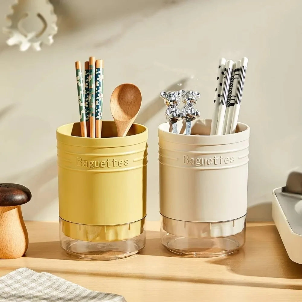 Cylindrical Cutlery & Chopstick Holder with Drain Design Utensil Storage Holder Richie's