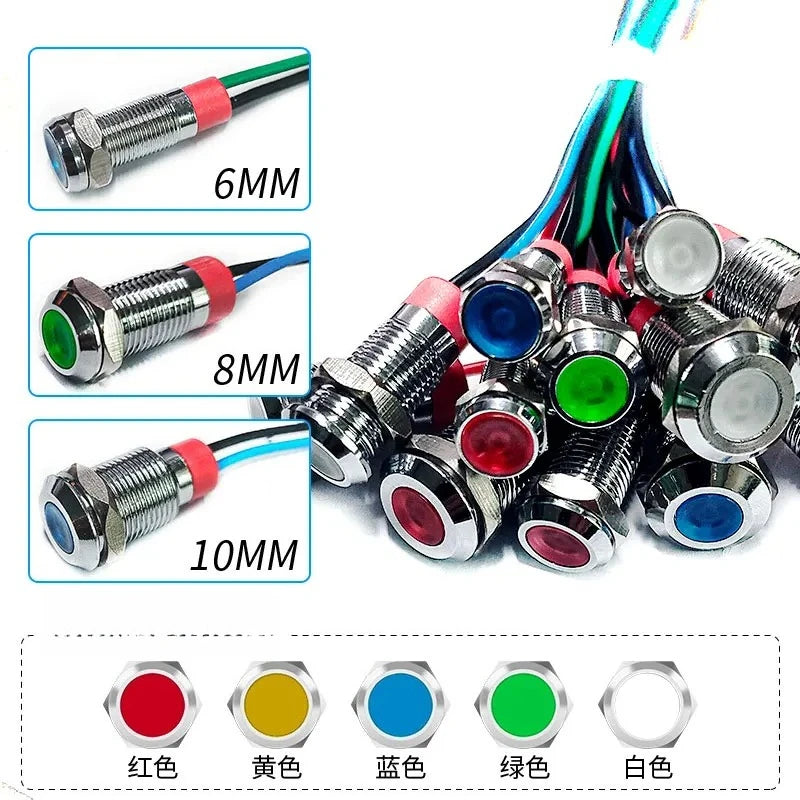 Metal LED Indicator Signal Lamp IP65 Waterproof 3–220V Multi-Size LED Indicator Lamp Richie's