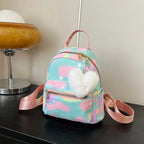 Mini Nylon Backpack for Women – Cute Multicolor Bag & Heart Pendant Mini Backpack Richie's Green Pink