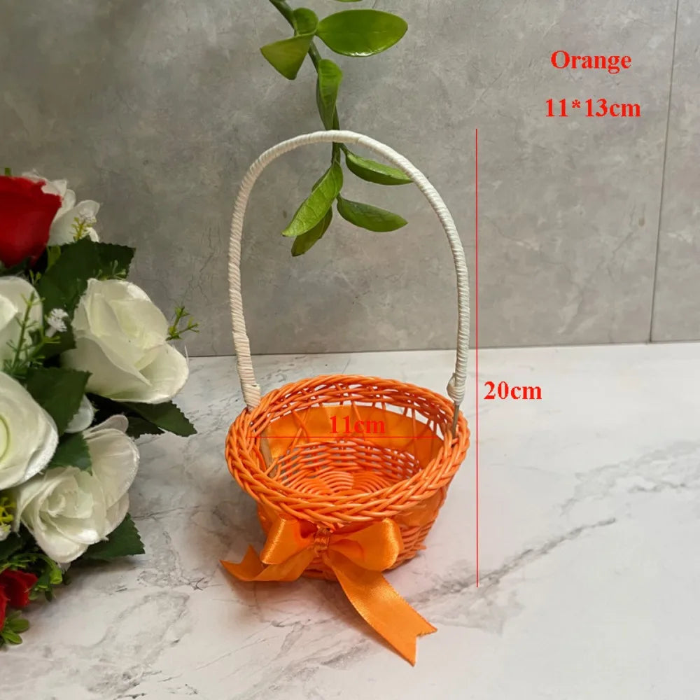 Handwoven Imitation Rattan Storage Basket with Handle – 8 Styles Woven Storage Basket Richie's Orange