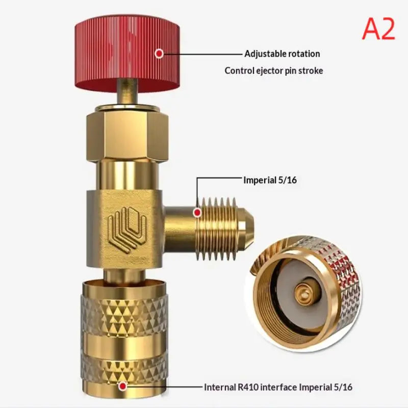 Brass R410a R22 AC Safety Adapter with Safety Valve AC Refrigerant Adapter Richie's A2