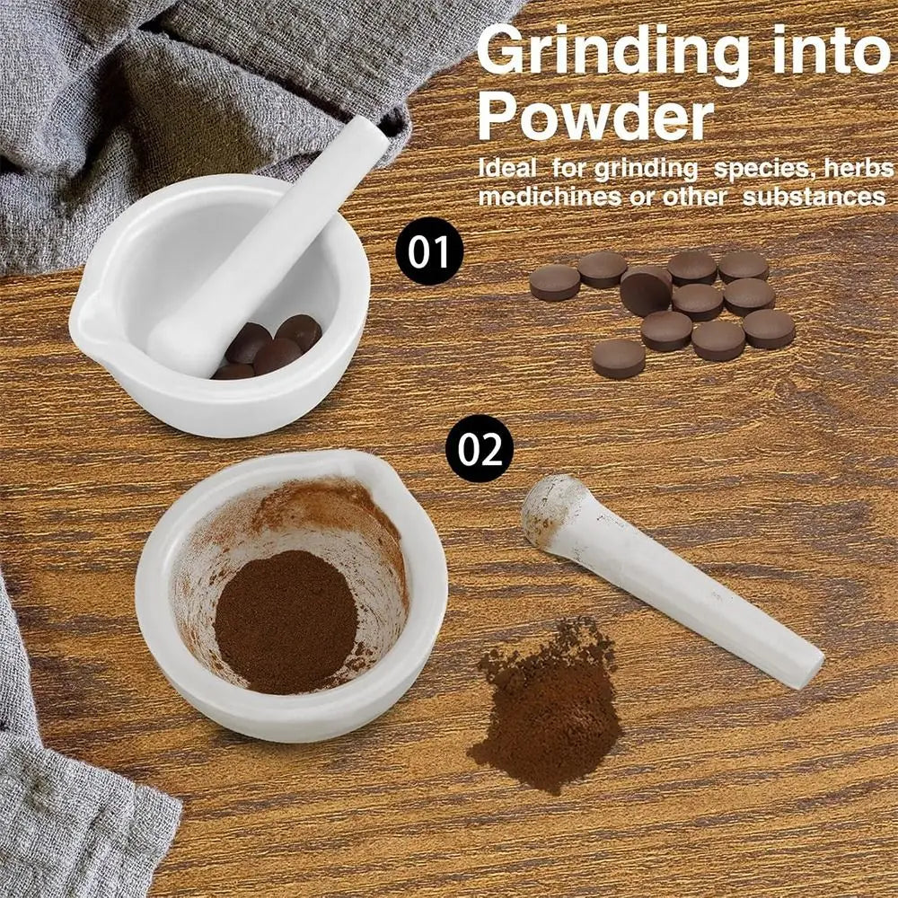 White Ceramic Mortar & Pestle Set | Porcelain Spice Grinder Mortar & Pestle Set Richie's