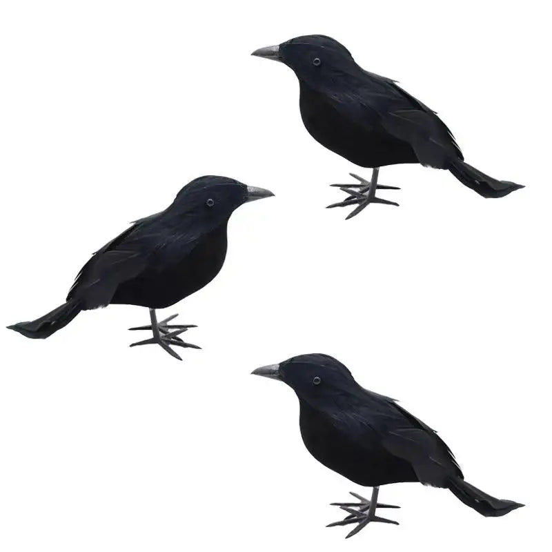 Realistic Black Raven Set – Halloween Decor Props Halloween Decor Prop Richie's black 3pcs