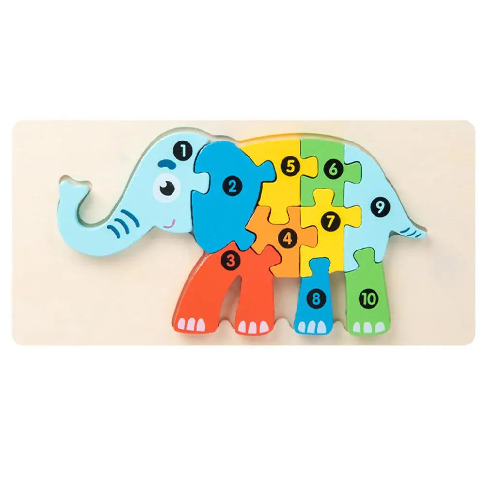 Wooden 3D Jigsaw Puzzle for Toddlers – Animals & Vehicles Wooden Kids Puzzle Richie's elephant
