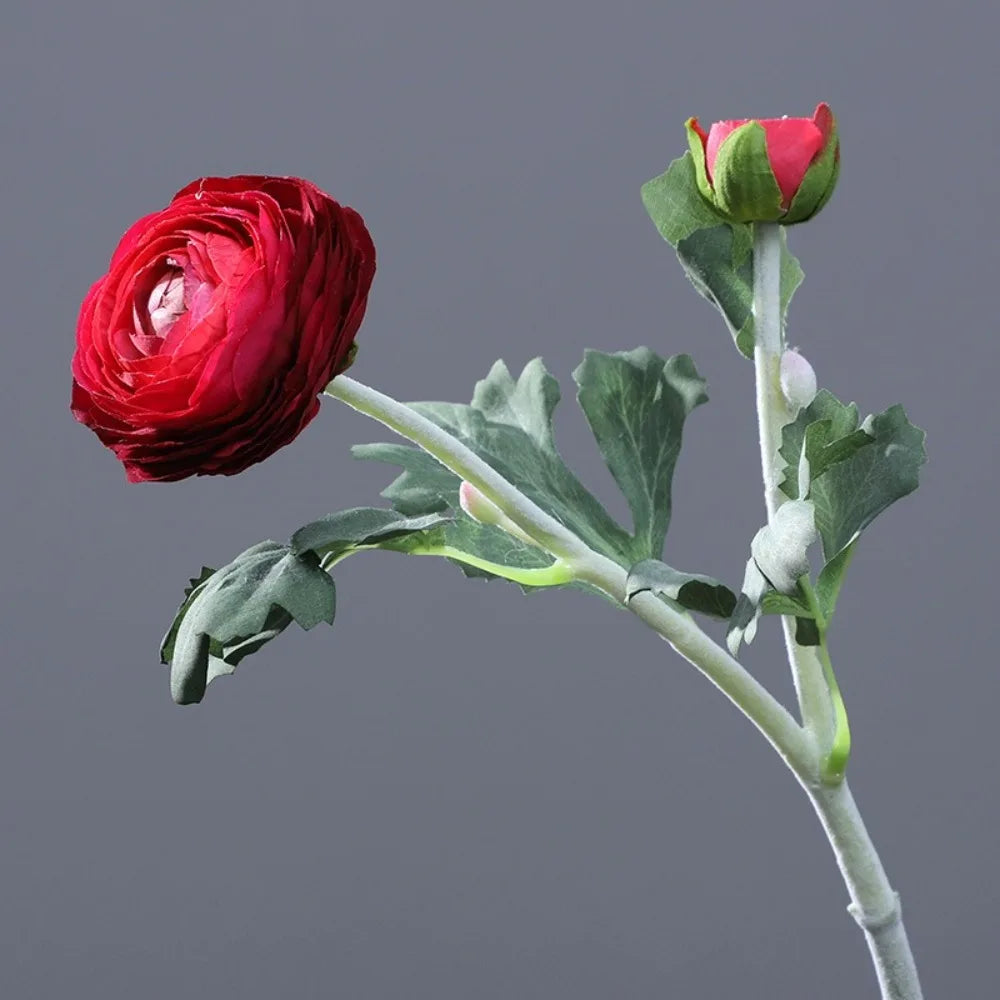 2-Head Artificial Silk Peony Flower Stem – Realistic Faux Bloom Artificial Silk Flower Richie's Red
