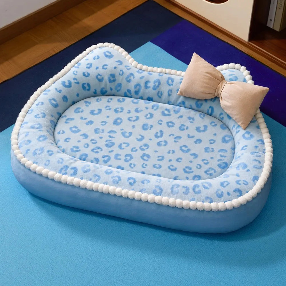 Leopard Print Cat Dog Sofa Bed – Soft Washable Pet Cushion Pet Sofa Bed Richie's Blue leopard print S