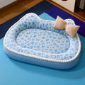 Leopard Print Cat Dog Sofa Bed – Soft Washable Pet Cushion Pet Sofa Bed Richie's Blue leopard print S