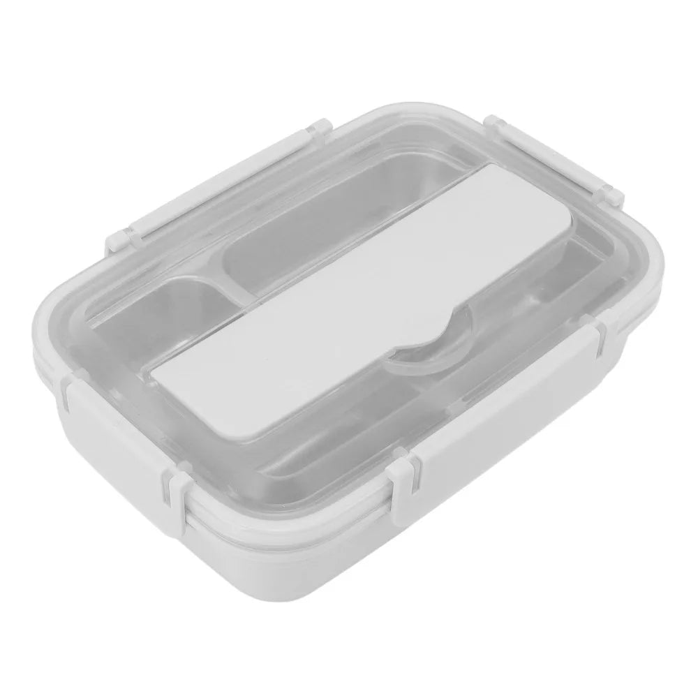 304 Stainless Steel 3-Compartment Lunch Box 1.8L Leakproof Stainless Steel Lunch Box Richie's White
