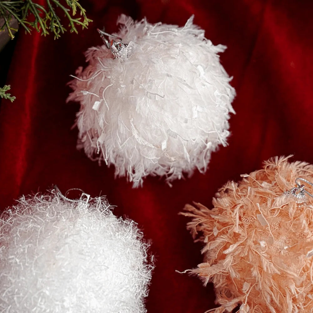Silver Tinsel Foam Christmas Ball Ornament | Xmas Tree Bauble Christmas Ornament Richie's