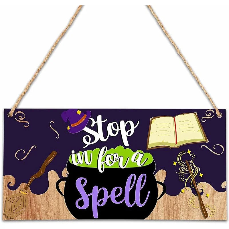 Magic Halloween Wooden Wall Plaque with Hanging Door Signs Halloween Wall Plaque Richie's