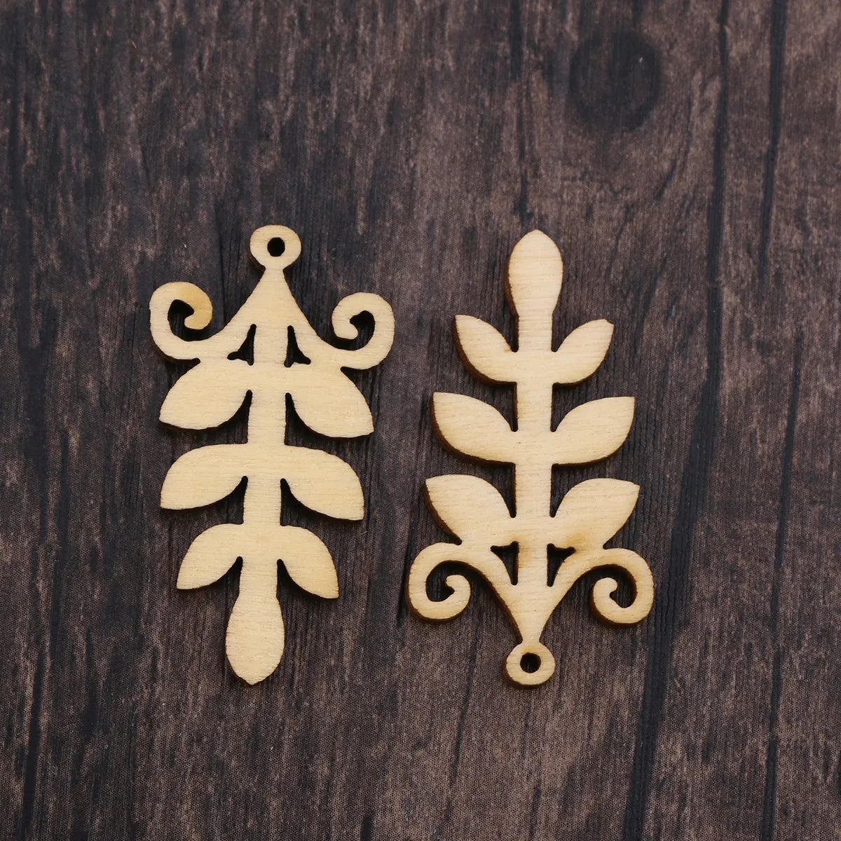 50Pcs Hollow Leaf Wooden Cutouts DIY Craft Embellishments Wood Craft Cutouts Richie's