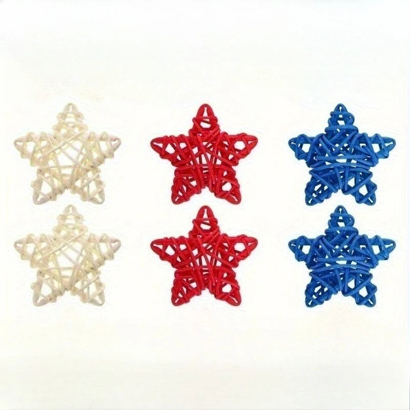 Woven Rattan Star Ornaments – Holiday & Home Window Décor Hanging Star Ornament Richie's 6pcs - colorful