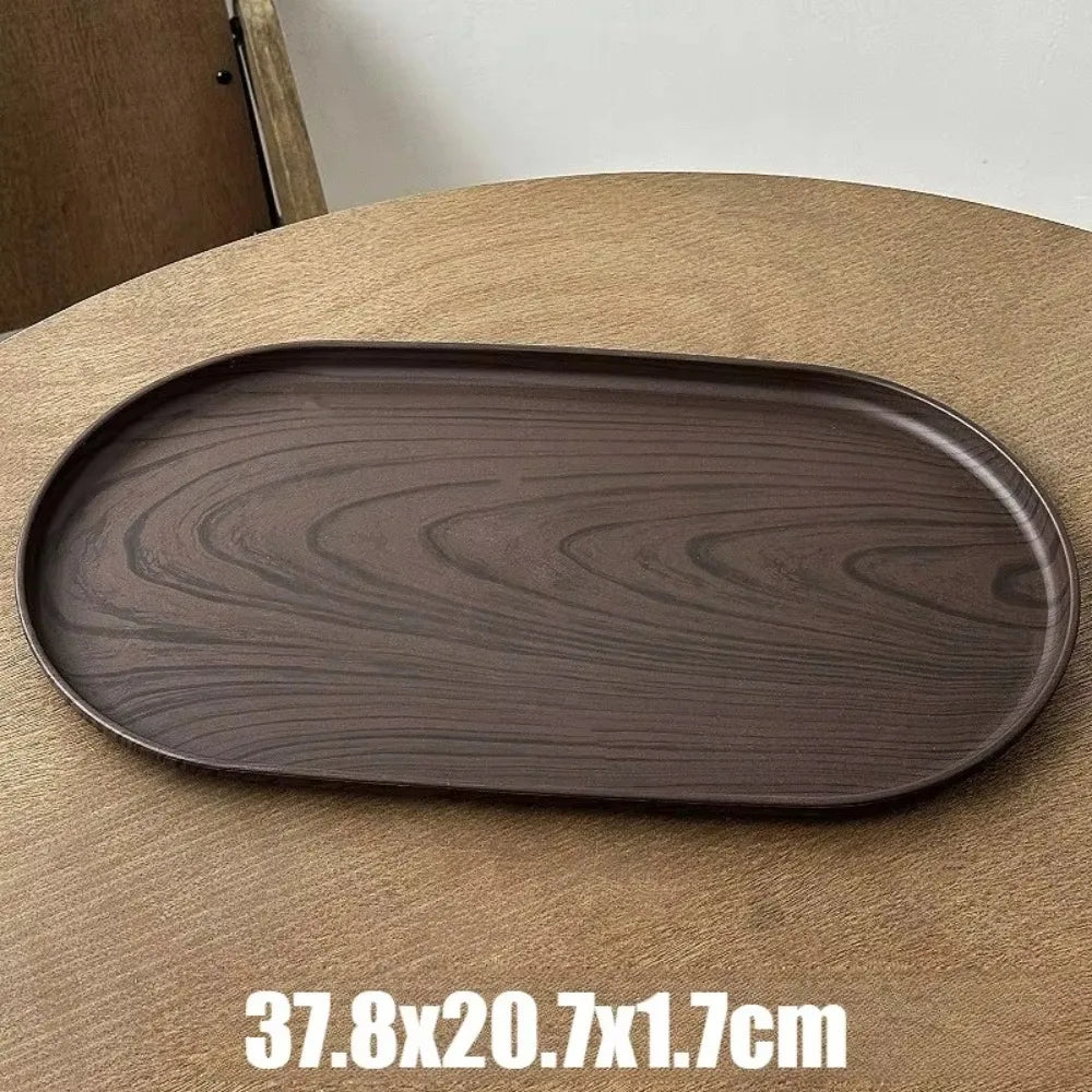 Vintage Oval Tray Walnut Wood Grain Fruit & Dessert Platter Serving Tray Richie's L