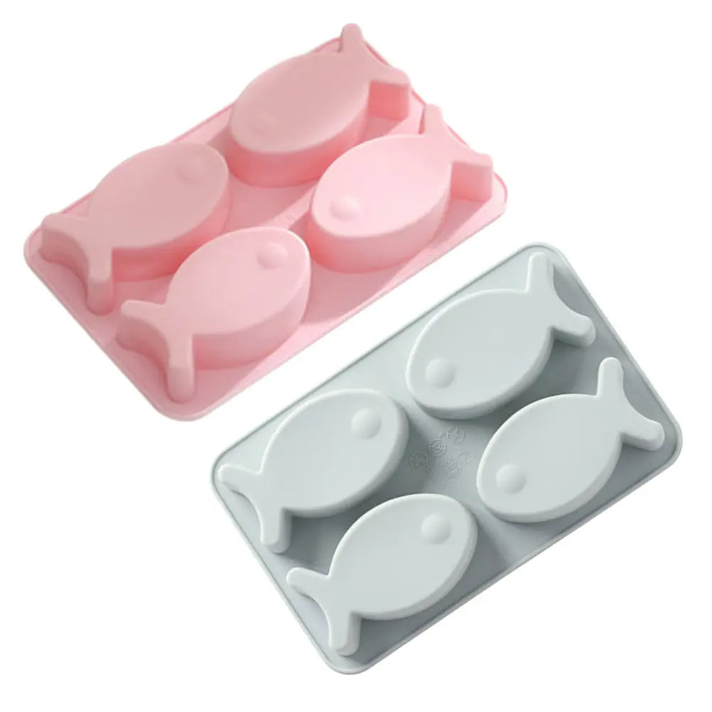 4-Grid Fish Silicone Mold for Ice Cubes, Chocolate & Baking Silicone Baking Mold Richie's Pink