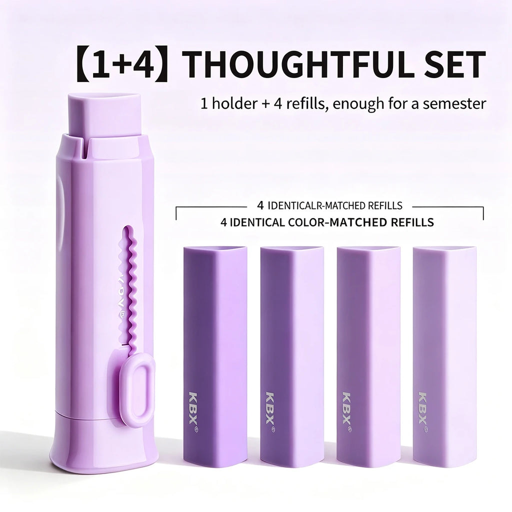 Retractable Pencil Eraser Set | Purple Triangular + 4 Cores Retractable Eraser Set Richie's