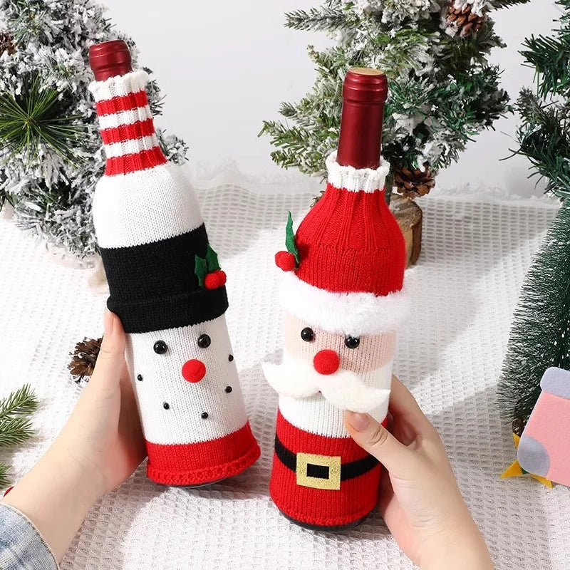 Santa Claus Knit Wine Bottle Sleeves | Christmas Gift Wrap Wine Bottle Sleeve Richie's