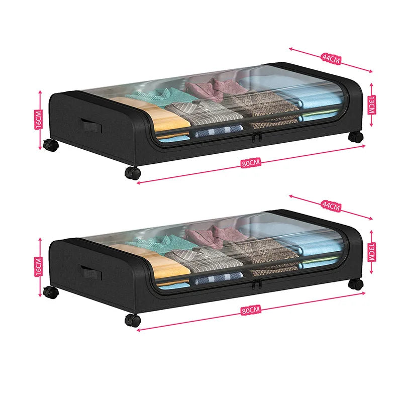 Under Bed Storage Bins with Wheels & Lid | Home Organizer Under Bed Storage Bin Richie's black 2PCS
