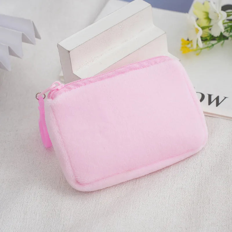 Plush Coin Purse Cute Mini Zipper Wallet Pouch for Women Mini Coin Purse Richie's Pink 1pc
