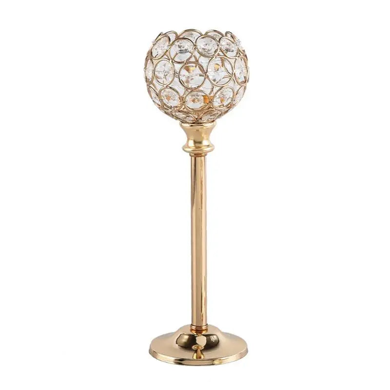 Gold Crystal Tealight Candle Holder – Festive Home Decor Candle Holder Richie's Gold 27cm