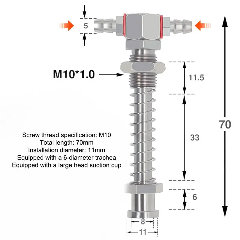 Robotic Arm Suction Cup M12/M10 T-Shape Spring Buffer Sucker Rod Industrial Suction Cup Richie's M10 70cm