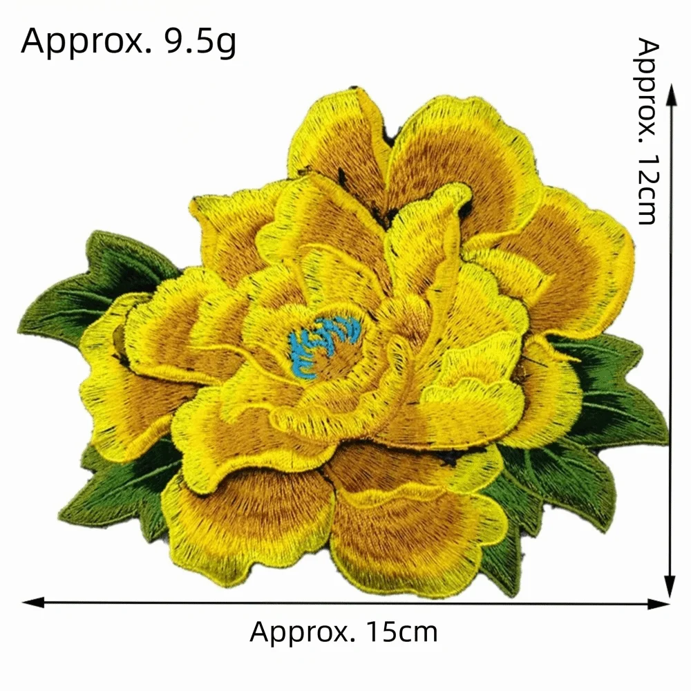 3D Peony Embroidery Patch Ethnic Floral Sew-On Appliqué Embroidery Patch Richie's