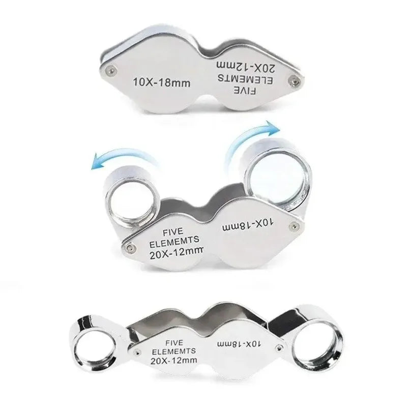 10x/20x Foldable Pocket Loupe Magnifier | Jeweler's Triplet Tool Jeweler's Loupe Magnifier Richie's