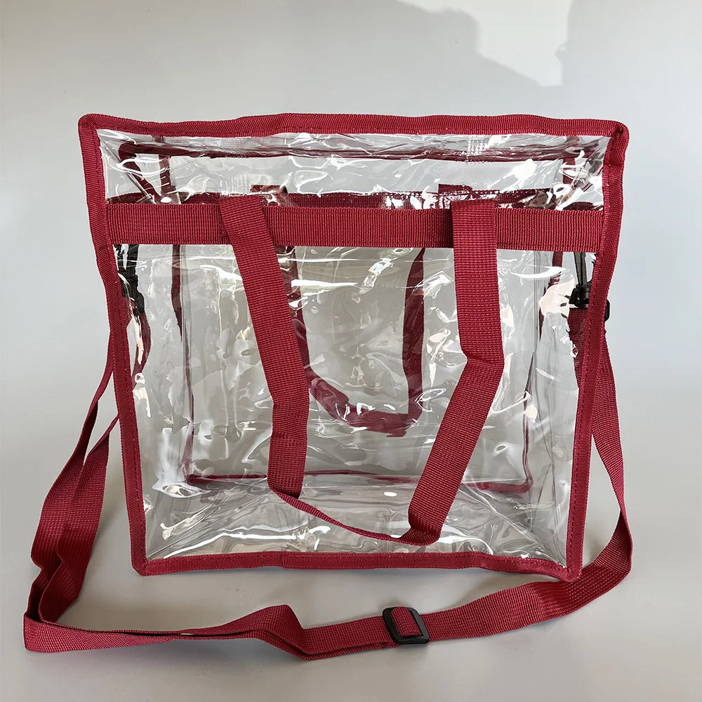 Transparent Waterproof PVC Tote Bag | Large Crossbody Shoulder PVC Tote Bag Richie's Burgundy
