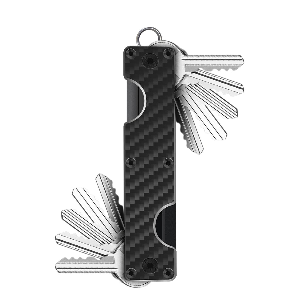 Zeeker Compact Key Organizer – Minimalist Expandable Keychain Key Organizer Richie's carbon fiber